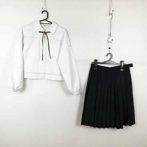 ブラウス スカート 紐タイ 上下3点セット L 大きいサイズ 中間服 女子 学生服 鹿児島西紫原中学 白 制服 中古 ランクC NA2684 ブラウス スカート 紐タイ 上下3点セット L 大きいサイズ 中間服 女子 学生服 鹿児島西紫原中学 白 制服 中古 ランクC NA2684