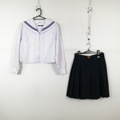 セーラー服 スカート 上下2点セット 大きいサイズ カンコー 中間服 青3本線 女子 学生服 中学 高校 白 制服 中古 ランクC NA2686 セーラー服 スカート 上下2点セット 大きいサイズ カンコー 中間服 青3本線 女子 学生服 中学 高校 白 制服 中古 ランクC NA2686