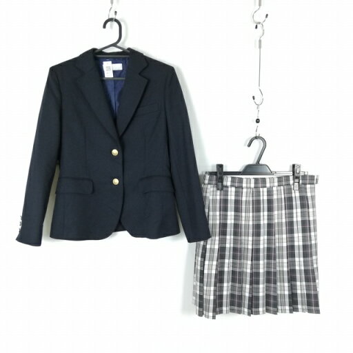 コスプレ ブレザー チェックスカート 上下2点セット 150 女子 学生服 中学 高校 紺 制服 中古 GM2099 コスプレ ブレザー チェックスカート 上下2点セット 150 女子 学生服 中学 高校 紺 制服 中古 GM2099