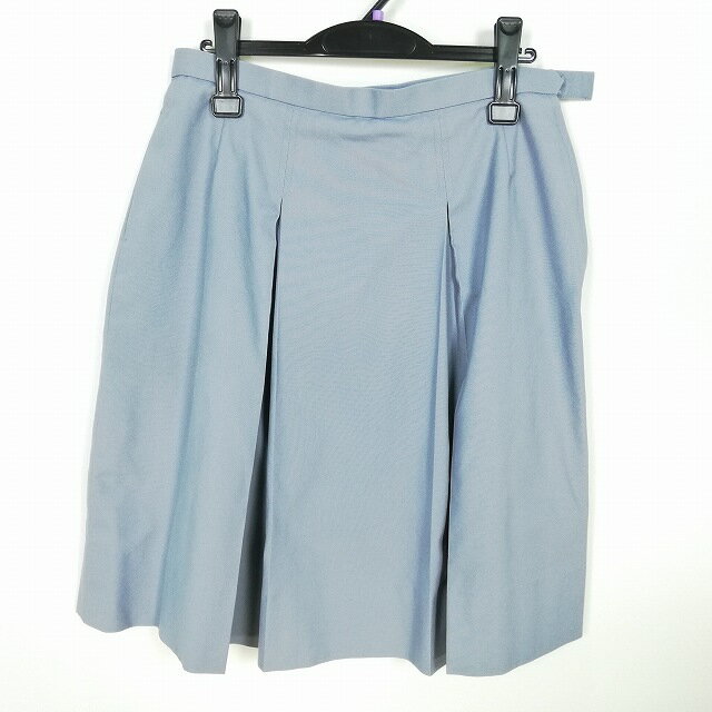 スクールスカート 大きいサイズ 夏物 w75-丈57 グレー 中学 高校 プリーツ 学生服 制服 女子 中古 HK0037