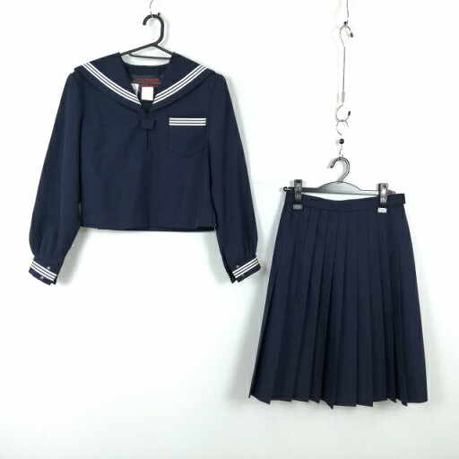 セーラー服 スカート 上下2点セット トンボ 冬物 白3本線 女子 学生服 中学 高校 紺 制服 中古 ランクC NA2717 セーラー服 スカート 上下2点セット トンボ 冬物 白3本線 女子 学生服 中学 高校 紺 制服 中古 ランクC NA2717