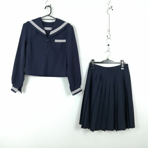 セーラー服 スカート 上下2点セット 大きいサイズ トンボ 冬物 白3本線 女子 学生服 中学 高校 紺 制服 中古 ランクC NA2718 セーラー服 スカート 上下2点セット 大きいサイズ トンボ 冬物 白3本線 女子 学生服 中学 高校 紺 制服 中古 ランクC NA2718