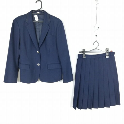 ブレザー スカート 上下2点セット 冬物 女子 学生服 広島なぎさ中学高校 紺 森英恵 制服 中古 ランクC NA2749 ブレザー スカート 上下2点セット 冬物 女子 学生服 広島なぎさ中学高校 紺 森英恵 制服 中古 ランクC NA2749