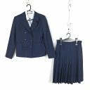 ブレザー スカート 紐タイ 上下4点セット 指定 155A オリーブデオリーブ 冬物 女子 学生服 中学 高校 紺 制服 中古 ランクC NA2779