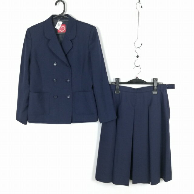 ブレザー スカート 上下2点セット 160 冬物 女子 学生服 中学 高校 紺 制服 中古 ランクC NA2794