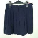 スクールスカート 夏物 w63-丈45 紺 中学 高校 ミニ丈 プリーツ 学生服 制服 女子 中古 HK0080