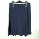 スクールスカート 夏物 w66-丈62 紺 中学 高校 プリーツ 学生服 制服 女子 中古 HK0095