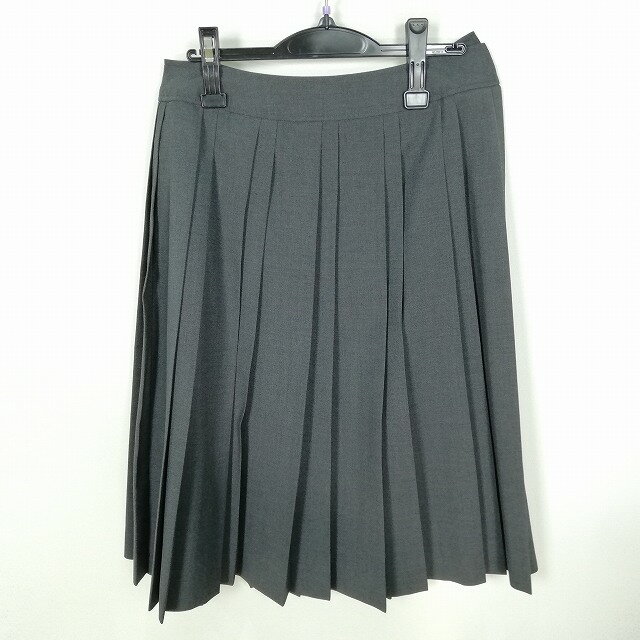 スクールスカート 大きいサイズ 夏物 w75-丈68 グレー 中学 高校 プリーツ 学生服 制服 女子 中古 HK0106