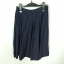 スクールスカート 冬物 w66-丈56 紺 中学 高校 プリーツ 学生服 制服 女子 中古 HK0130