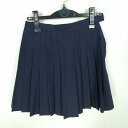スクールスカート 夏物 w60-丈42 紺 中学 高校 ミニ丈 プリーツ 学生服 制服 女子 中古 HK0170