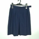 スクールスカート 夏物 w69-丈55 紺 中学 高校 プリーツ 学生服 制服 女子 中古 HK0206