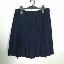 スクールスカート 大きいサイズ 冬物 w72-丈58 紺 中学 高校 プリーツ 学生服 制服 女子 中古 HK0242