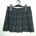 スクールスカート 夏物 w69-丈41 チェック 中学 高校 ミニ丈 プリーツ 学生服 制服 女子 中古 HK0249