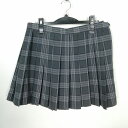 スクールスカート 大きいサイズ 夏物 w72-丈41 チェック 中学 高校 ミニ丈 プリーツ 学生服 制服 女子 中古 HK0252
