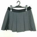 スクールスカート 夏物 w66-丈38 グレー 東京忍岡高校 マイクロミニ プリーツ 学生服 制服 女子 中古 HK0263