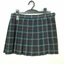 スクールスカート 夏物 w66-丈36 チェック 中学 高校 マイクロミニ プリーツ 学生服 制服 女子 中古 HK0266
