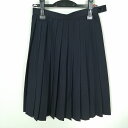 スクールスカート 夏物 w60-丈60 紺 中学 高校 プリーツ 学生服 制服 女子 中古 HK0278