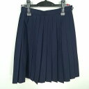 スクールスカート 夏物 w63-丈52 紺 中学 高校 プリーツ 学生服 制服 女子 中古 HK0280