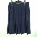 スクールスカート 夏物 w66-丈59 紺 中学 高校 プリーツ 学生服 制服 女子 中古 HK0287