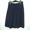 スクールスカート 冬物 w60-丈60 紺 中学 高校 プリーツ 学生服 制服 女子 中古 HK0324