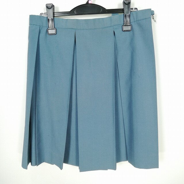 スクールスカート 大きいサイズ 夏物 w72-丈52 グレー 中学 高校 プリーツ 学生服 制服 女子 中古 HK0336