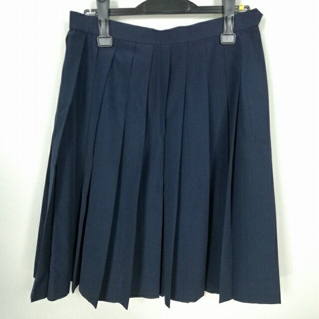 スクールスカート 夏物 w69-丈57 紺 兵庫福崎高校 プリーツ 学生服 制服 女子 中古 HK0344