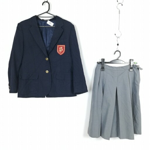 ブレザー スカート 上下2点セット M トンボ 冬物 女子 学生服 兵庫園田中学 紺 制服 中古 ランクC NA3243 ブレザー スカート 上下2点セット M トンボ 冬物 女子 学生服 兵庫園田中学 紺 制服 中古 ランクC NA3243