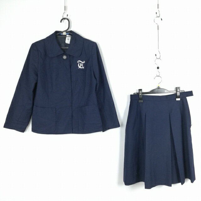 ジャケット スカート 上下2点セット 冬物 女子 学生服 兵庫鷹取中学 紺 制服 中古 ランクC NA3244