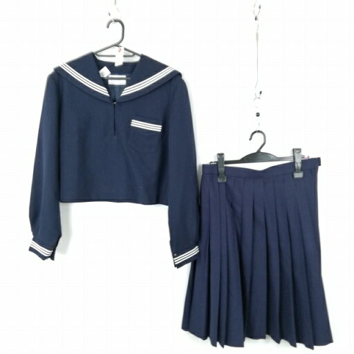 セーラー服 スカート 上下2点セット 大きいサイズ カンコー 冬物 白3本線 女子 学生服 中学 高校 紺 制服 中古 ランクC NA0930 セーラー服 スカート 上下2点セット 大きいサイズ カンコー 冬物 白3本線 女子 学生服 中学 高校 紺 制服 中古 ランクC NA0930