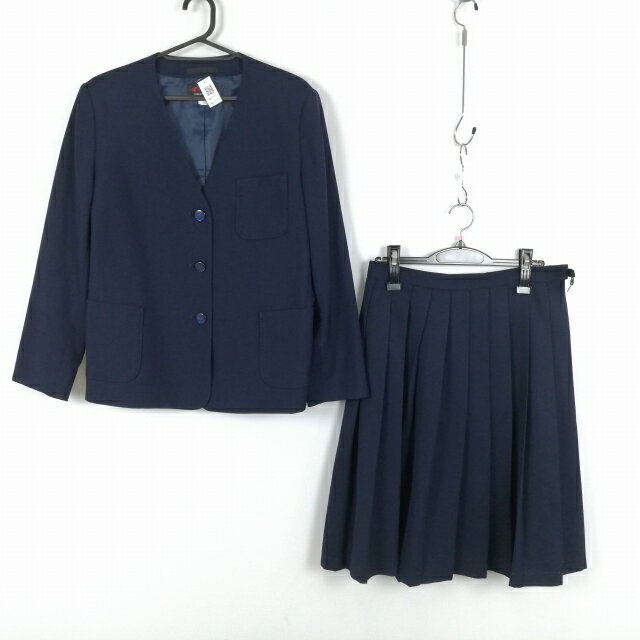 イートン スカート 上下2点セット 160B 大きいサイズ カンコー 冬物 女子 学生服 中学 高校 紺 制服 中古 ランクC NA1711