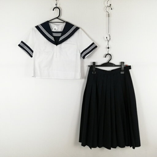 セーラー服 スカート 上下2点セット 夏物 白3本線 女子 学生服 中学 高校 白 制服 中古 ランクC NA3367 セーラー服 スカート 上下2点セット 夏物 白3本線 女子 学生服 中学 高校 白 制服 中古 ランクC NA3367