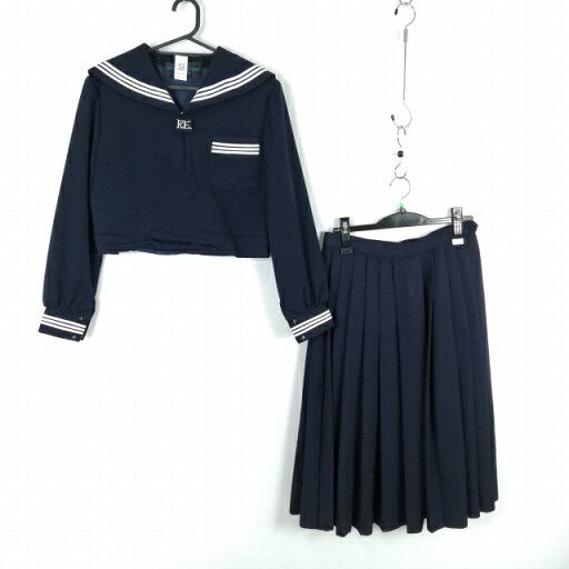 セーラー服 スカート 上下2点セット 冬物 白3本線 女子 学生服 静岡掛川東高校 紺 制服 中古 ランクC NA3738 セーラー服 スカート 上下2点セット 冬物 白3本線 女子 学生服 静岡掛川東高校 紺 制服 中古 ランクC NA3738