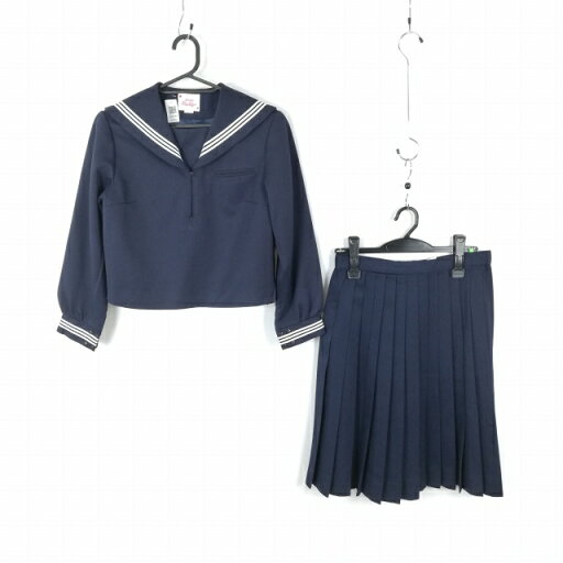セーラー服 スカート 上下2点セット 150A カンコー 冬物 白3本線 女子 学生服 中学 高校 紺 制服 中古 ランクC NA3748 セーラー服 スカート 上下2点セット 150A カンコー 冬物 白3本線 女子 学生服 中学 高校 紺 制服 中古 ランクC NA3748