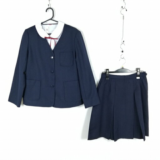 イートン スカート 紐タイ 上下4点セット 冬物 女子 学生服 中学 高校 紺 制服 中古 ランクC NA3778 イートン スカート 紐タイ 上下4点セット 冬物 女子 学生服 中学 高校 紺 制服 中古 ランクC NA3778