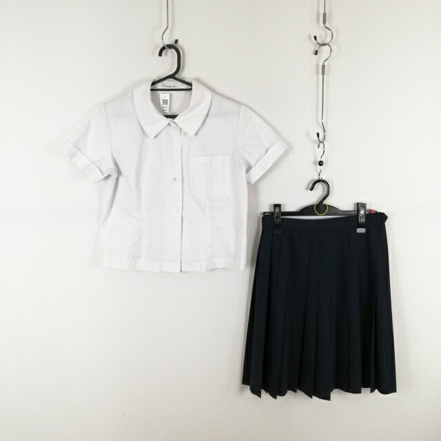 ブラウス スカート 上下2点セット 160 夏物 女子 学生服 中学 高校 白 制服 中古 ランクC NA4477