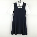 ジャンパースカート 紐タイ 150A バスト84 ウエスト72 トンボ 夏物 女子 学生服 中学 高校 紺 制服 中古 ランクB NA7340