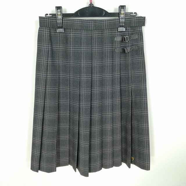 スクールスカート 夏物 w63-丈58 チェック 東京広尾学園中学高校 プリーツ 学生服 制服 女子 中古 HK0864