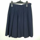 スクールスカート 夏物 w63-丈56 紺 中学 高校 プリーツ 学生服 制服 女子 中古 HK0920
