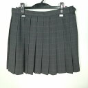 スクールスカート 大きいサイズ 夏物 w72-丈45 チェック 中学 高校 ミニ丈 プリーツ 学生服 制服 女子 中古 HK1023