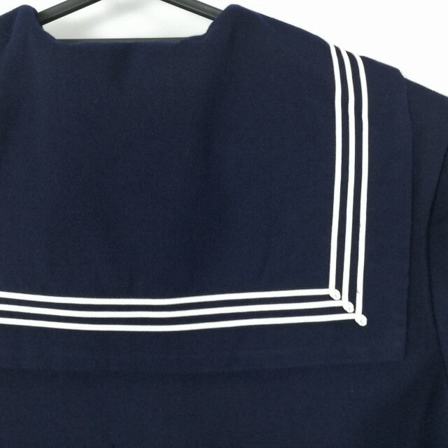 セーラー服 ジャンパースカート スカーフ 上下3点セット 冬物 白3本線 女子 学生服 中学 高校 紺 制服 中古 ランクC NA7443