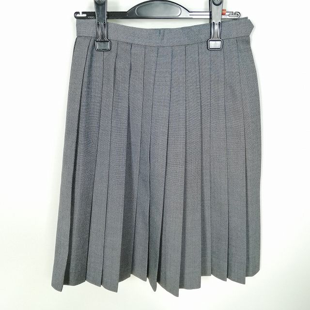 スクールスカート 冬物 w60-丈57 ストライプ 中学 高校 プリーツ 学生服 制服 女子 中古 HK1737