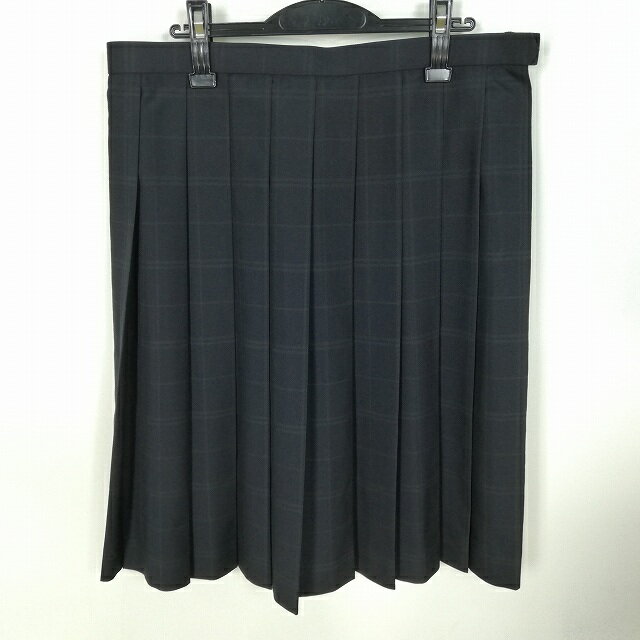 スクールスカート 大きいサイズ 夏物 w80-丈64 チェック 兵庫相生高校 プリーツ 学生服 制服 女子 中古 HK1751