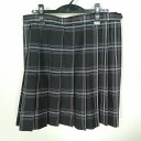スクールスカート 大きいサイズ 冬物 w75-丈50 チェック 中学 高校 プリーツ 学生服 制服 女子 中古 HK1803