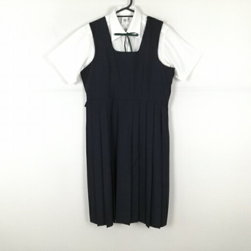 ジャンパースカート 紐タイ バスト96 ウエスト82 夏物 女子 学生服 中学 高校 紺 制服 中古 ランクB NA7447 ジャンパースカート 紐タイ バスト96 ウエスト82 夏物 女子 学生服 中学 高校 紺 制服 中古 ランクB NA7447