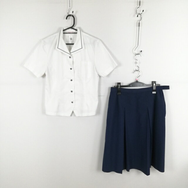 ブラウス スカート 上下2点セット M 夏物 女子 学生服 中学 高校 白 制服 中古 ランクB EY0720