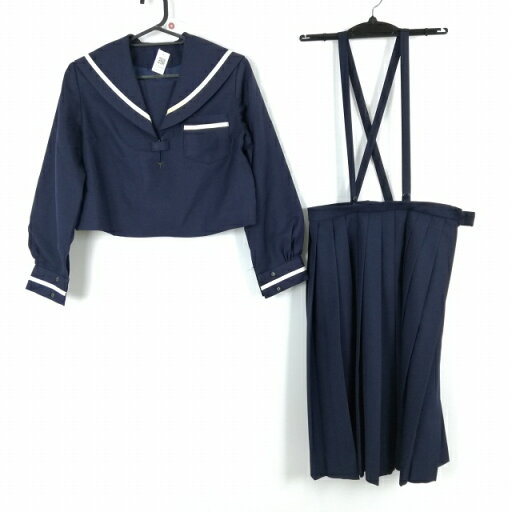 セーラー服 スカート 上下2点セット 冬物 白1本線 女子 学生服 中学 高校 紺 制服 中古 ランクC EY5692 セーラー服 スカート 上下2点セット 冬物 白1本線 女子 学生服 中学 高校 紺 制服 中古 ランクC EY5692