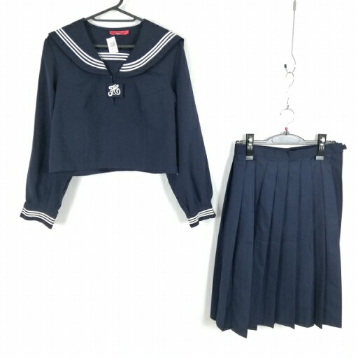 コスプレ セーラー服 スカート 上下2点セット M 白3本線 女子 学生服 中学 高校 紺 制服 中古 GM1689 コスプレ セーラー服 スカート 上下2点セット M 白3本線 女子 学生服 中学 高校 紺 制服 中古 GM1689