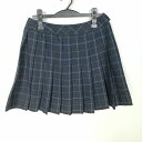 スクールスカート 大きいサイズ 冬物 w75-丈46 チェック 中学 高校 プリーツ 学生服 制服 女子 中古 HK3656