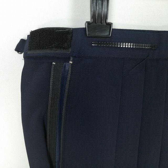 スクールスカート 夏物 w69-丈62 紺 中学 高校 プリーツ 学生服 制服 女子 中古 HK4763