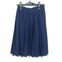 スクールスカート 夏物 w60-丈59 花紺 中学 高校 プリーツ 学生服 制服 女子 中古 HK5452